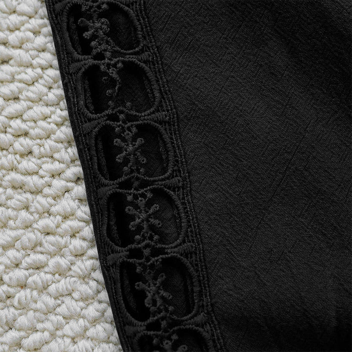 Buddha Stones Summer Plain Color Splicing Design Cotton Linen Women's Pants With Pockets - image 12