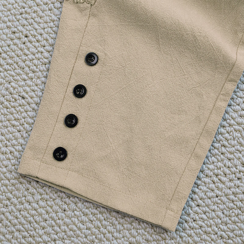 Buddha Stones Summer Plain Color Splicing Design Cotton Linen Women's Pants With Pockets - image 27