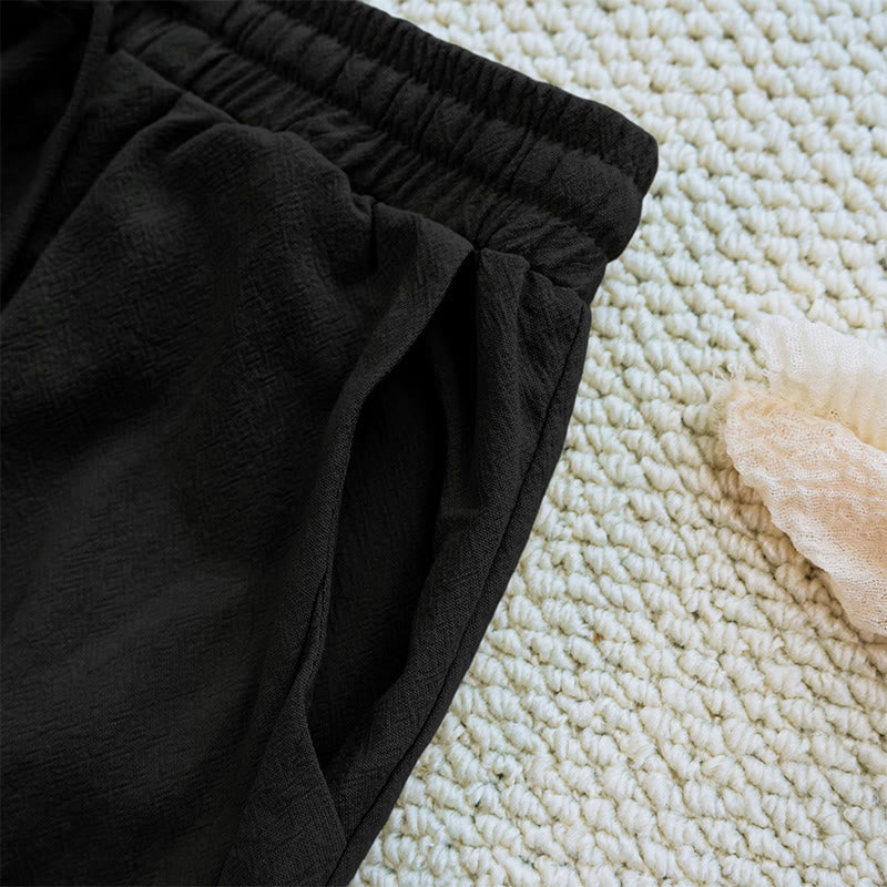 Buddha Stones Summer Plain Patchwork Design Drawstring Cotton Linen Women's Pants With Pockets - image 15