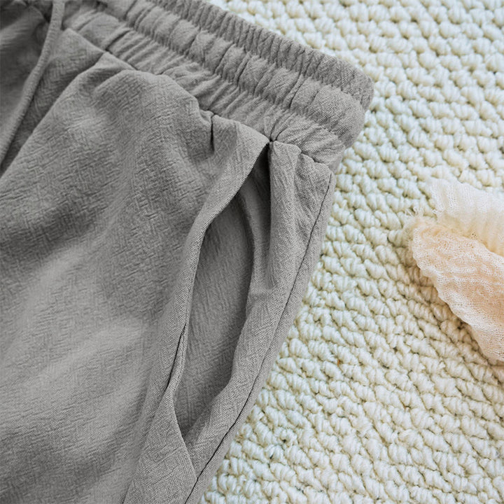 Buddha Stones Summer Plain Patchwork Design Drawstring Cotton Linen Women's Pants With Pockets - image 36