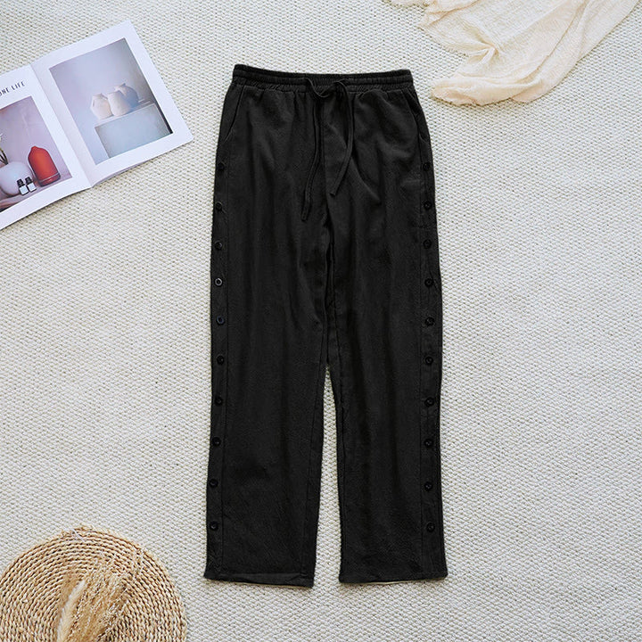Buddha Stones Summer Plain Patchwork Design Drawstring Cotton Linen Women's Pants With Pockets - image 10