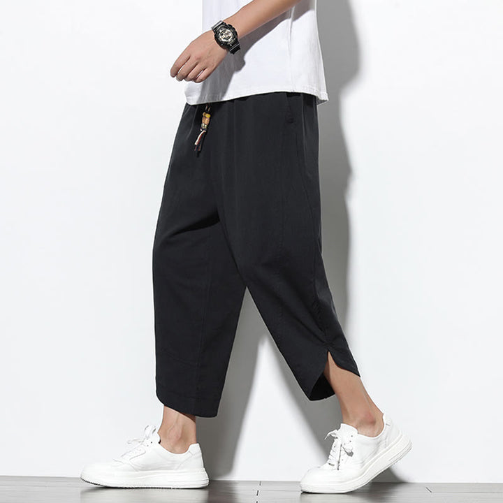 Buddha Stones Casual Summer Drawstring 7-8 Length Linen Men's Harem Pants With Pockets - image 19