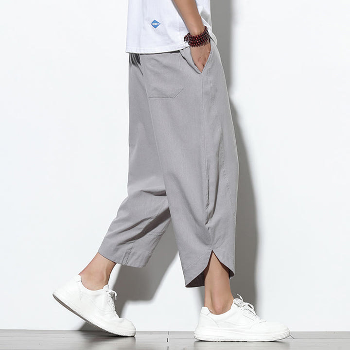 Buddha Stones Casual Summer Drawstring 7-8 Length Linen Men's Harem Pants With Pockets - image 6