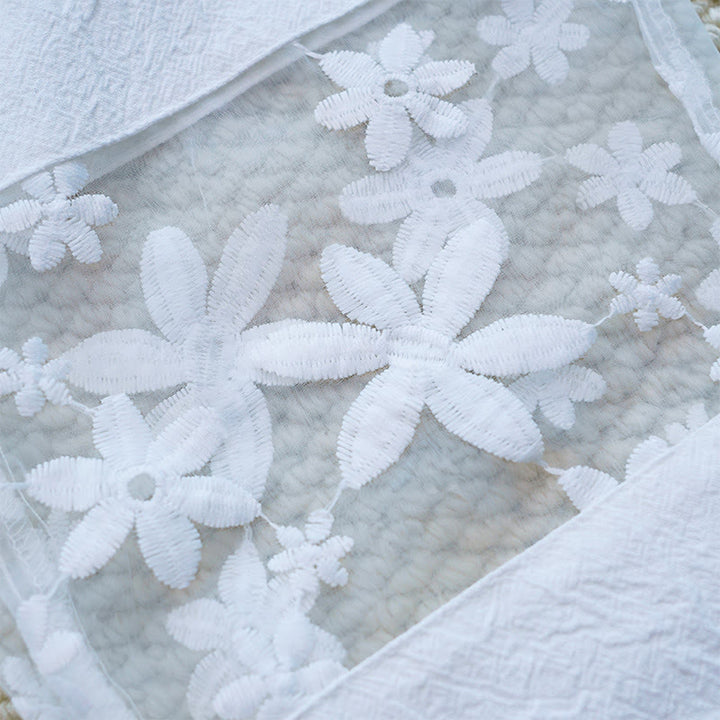 Buddha Stones Summer Daily FloralWhite Plain Patchwork Lace Design Cotton Linen Women's Pants With Pockets - image 9