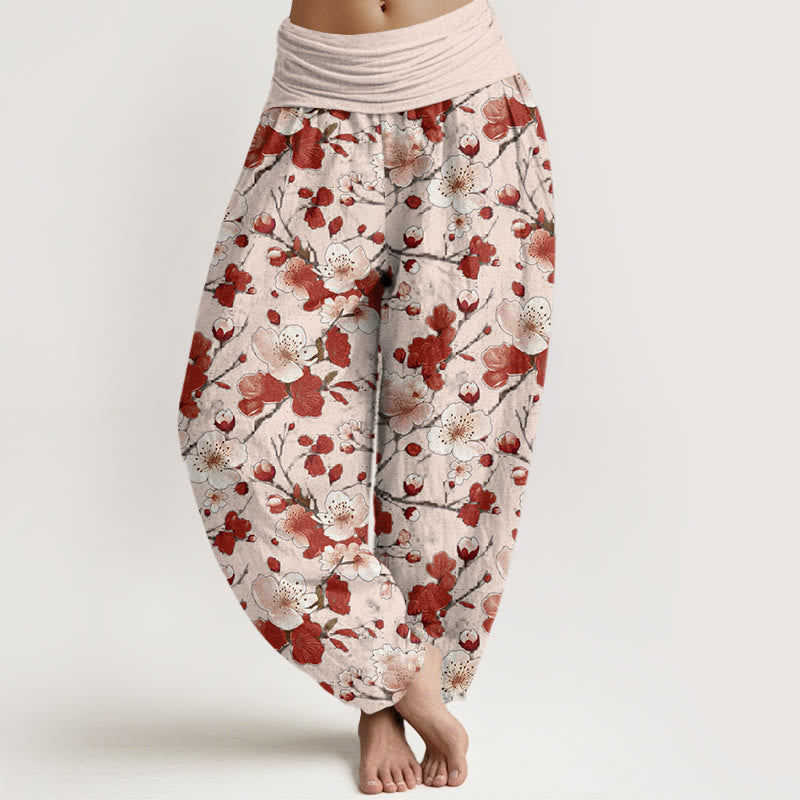 Buddha Stones Pink Red Peach Blossoms Design Women's Elastic Waist Harem Pants - LavenderBlush - US22，UK/AU26，EU54 (6XL) - image 5