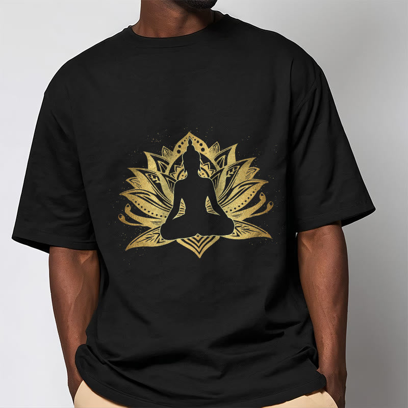 Buddha Stones Golden Lotus Meditation Buddha Tee T-shirt - image 2