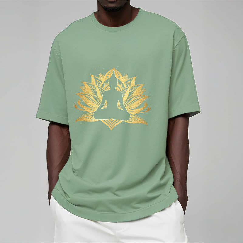 Buddha Stones Golden Lotus Meditation Buddha Tee T-shirt - image 16