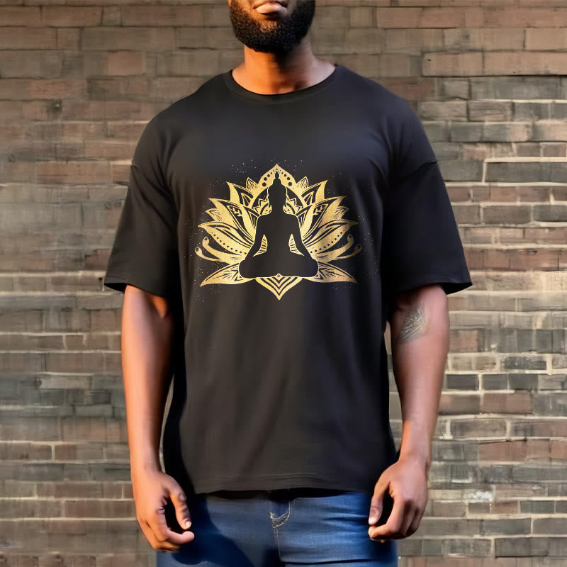 Buddha Stones Golden Lotus Meditation Buddha Tee T-shirt - image 3