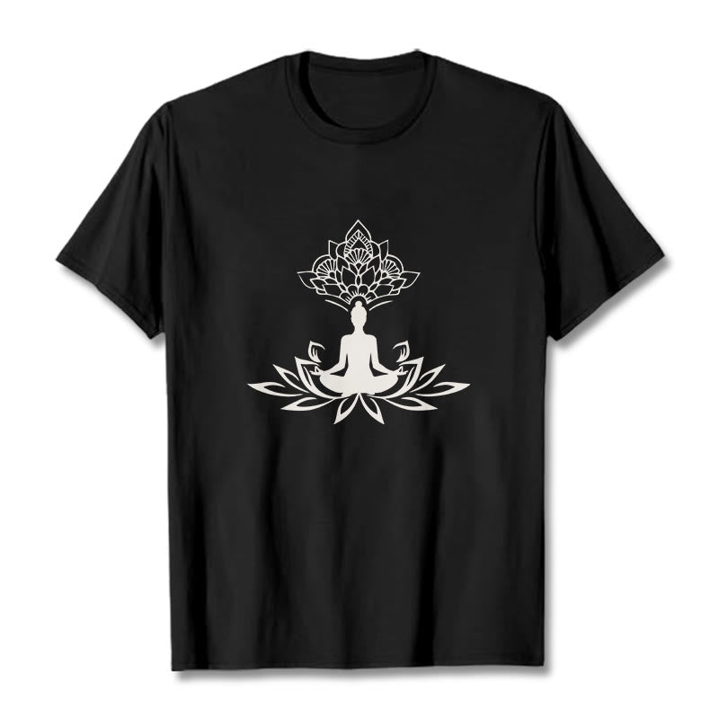 Buddha Stones Lotus Flower Meditation Buddha Tee T-shirt - Black - 2XL - image 5