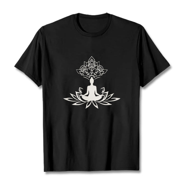Buddha Stones Lotus Flower Meditation Buddha Tee T-shirt - Black - 2XL - image 5