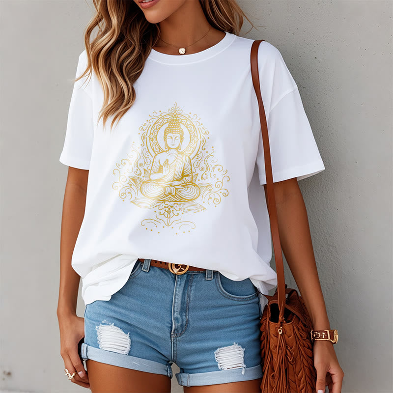 Buddha Stones Lotus Flower Vines Meditation Buddha Tee T-shirt - image 9