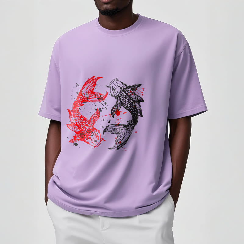 Buddha Stones Red Black Koi Fish Tee T-shirt
