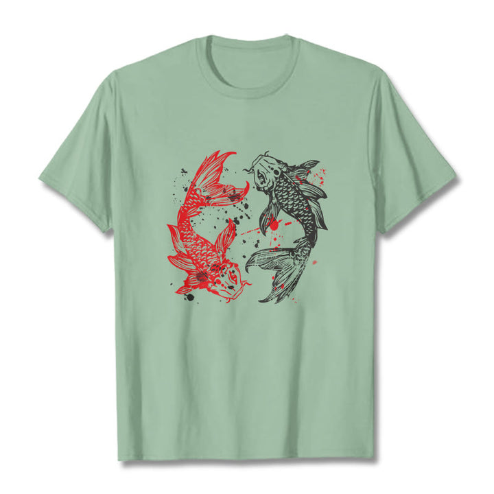Buddha Stones Red Black Koi Fish Tee T-shirt