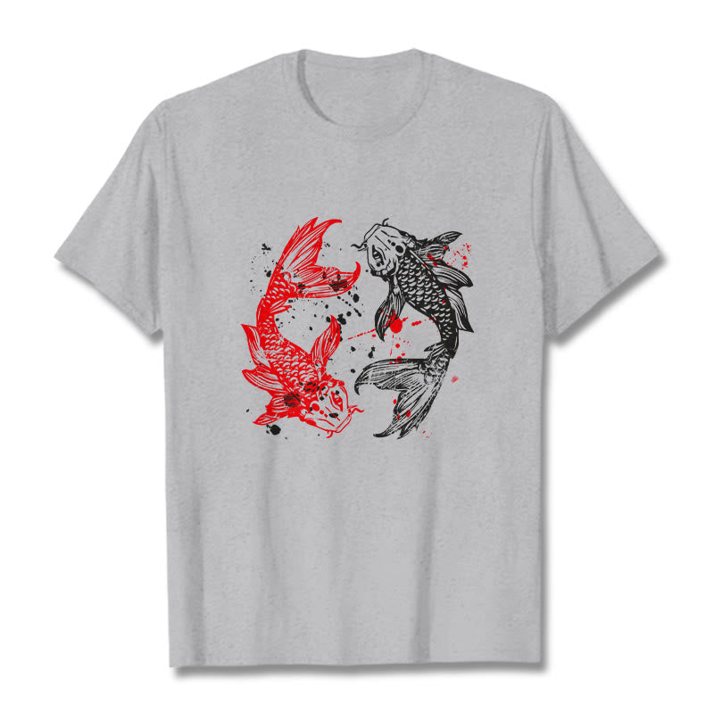 Buddha Stones Red Black Koi Fish Tee T-shirt