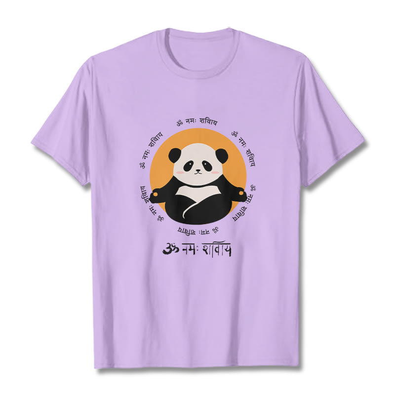 Buddha Stones Panda Sanskrit Namah Shivaya Tee T-shirt - Plum - 2XL - image 16