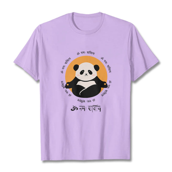 Buddha Stones Panda Sanskrit Namah Shivaya Tee T-shirt - Plum - 2XL - image 16