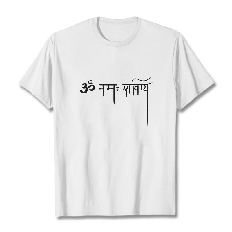 Buddha Stones Sanskrit Namah Shivaya Tee T-shirt - White - 2XL - image 6