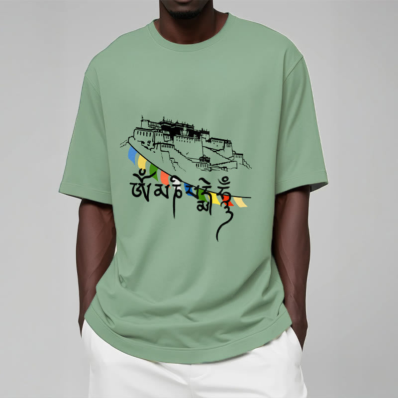 Buddha Stones Potala Palace Om Mani Padme Hum Prayer Flags Cotton Tee T-shirt - image 16