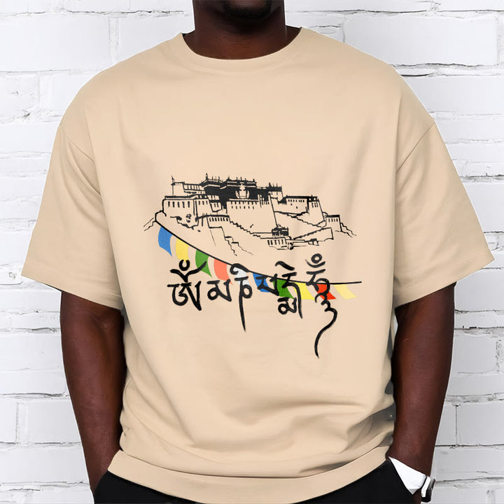 Buddha Stones Potala Palace Om Mani Padme Hum Prayer Flags Cotton Tee T-shirt - image 11