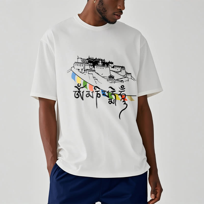 Buddha Stones Potala Palace Om Mani Padme Hum Prayer Flags Cotton Tee T-shirt - image 13