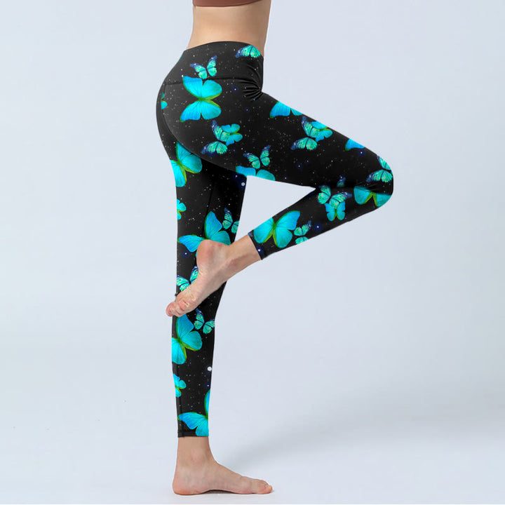 Buddha Stones Butterfly Starlight Print Exercise Leggings Women's Yoga Pants - image 4