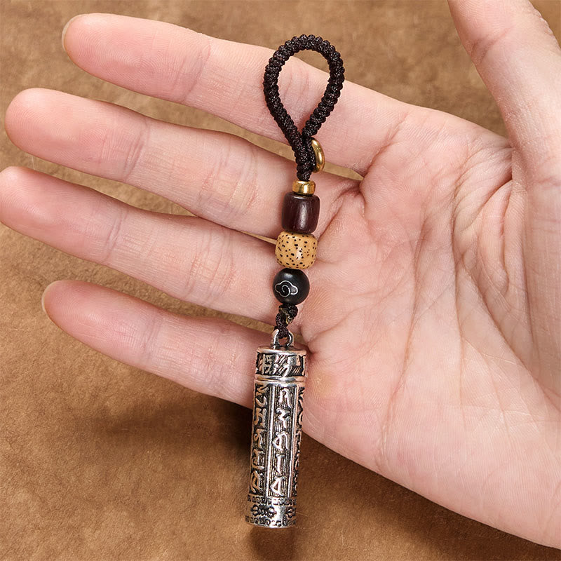 Buddha Stones Tibetan Om Mani Padme Hum Shurangama Mantra Vajra Pattern Copper Purity Key Chain - image 4