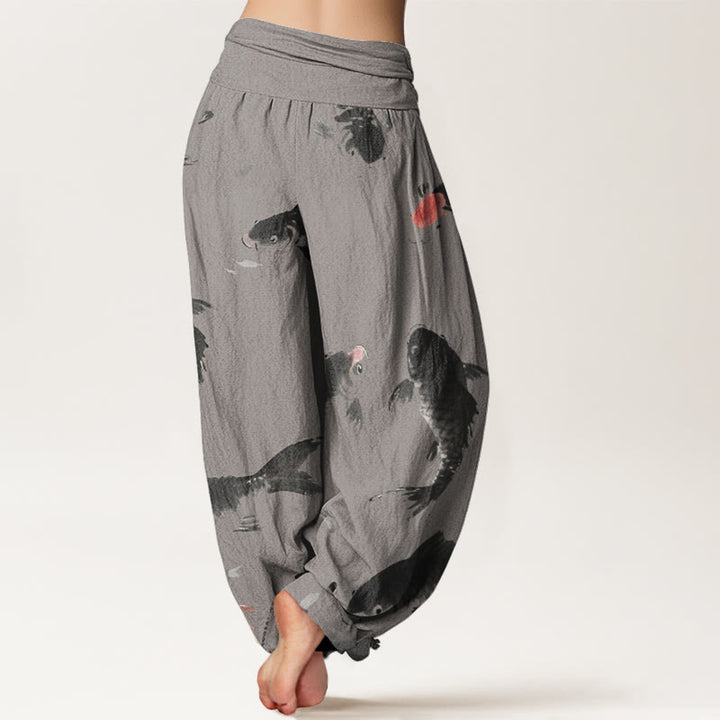 Buddha Stones Casual Koi Fish Pattern Women's Elastic Waist Harem Pants - image 6