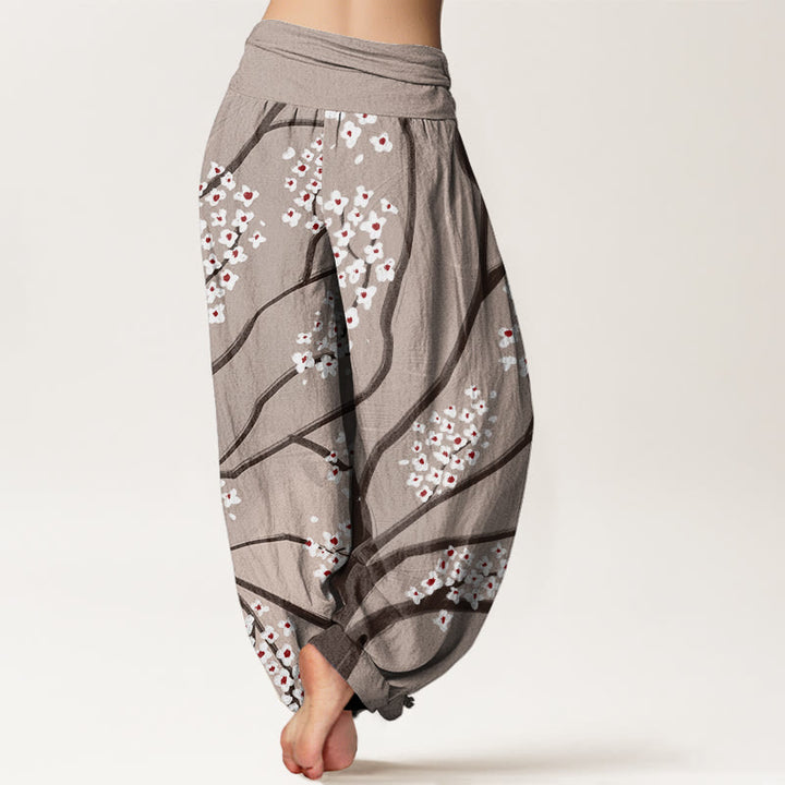 Buddha Stones Casual Plum Blossom Branch Pattern Women's Elastic Waist Harem Pants - image 6
