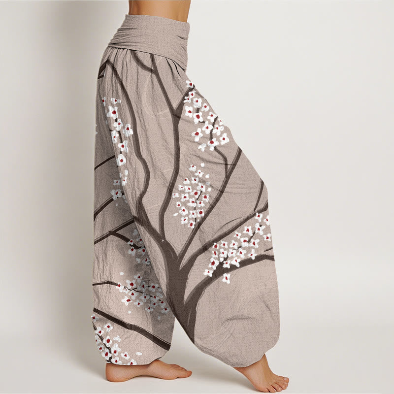 Buddha Stones Casual Plum Blossom Branch Pattern Women's Elastic Waist Harem Pants - image 7