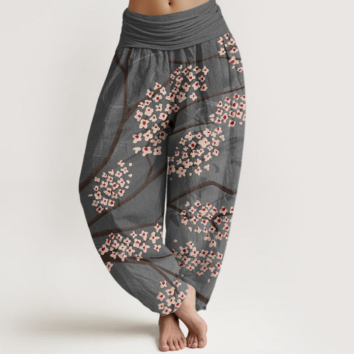 Buddha Stones Casual Plum Blossom Branch Pattern Women's Elastic Waist Harem Pants - DarkSlateGray - US22，UK/AU26，EU54 (6XL) - image 8