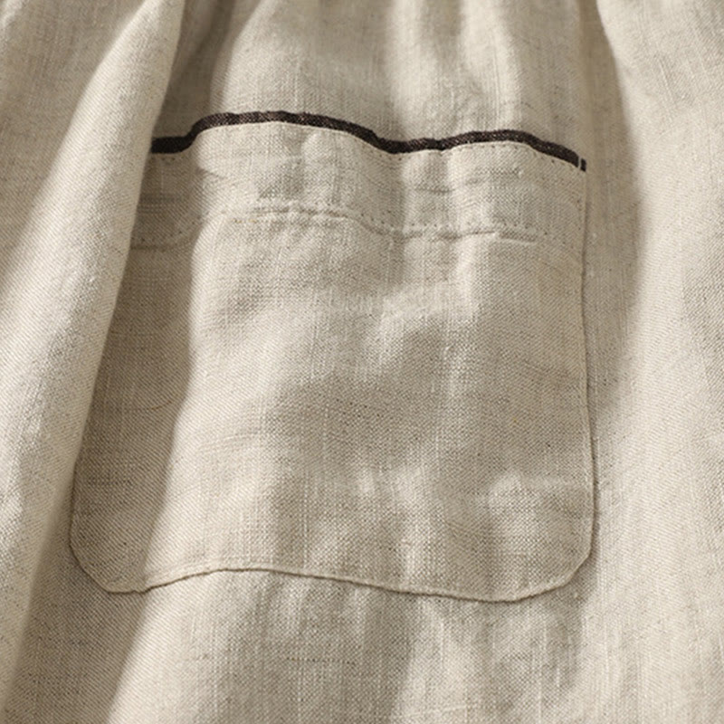 Buddha Stones Summer Casual Pure Color Drawstring 9 Length Cotton Linen Women's Harem Pants With Pockets - image 5