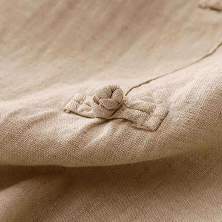 Buddha Stones Casual Plain Frog-Button Design 7-8 Length Cotton Linen Women's Harem Pants With Pockets - image 14