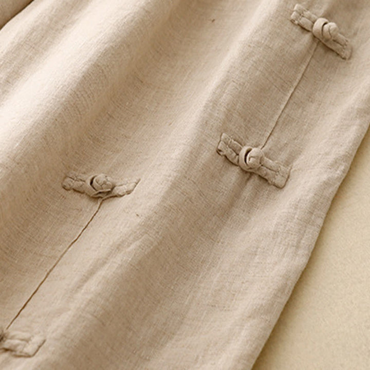 Buddha Stones Casual Plain Frog-Button Design 7-8 Length Cotton Linen Women's Harem Pants With Pockets - image 10