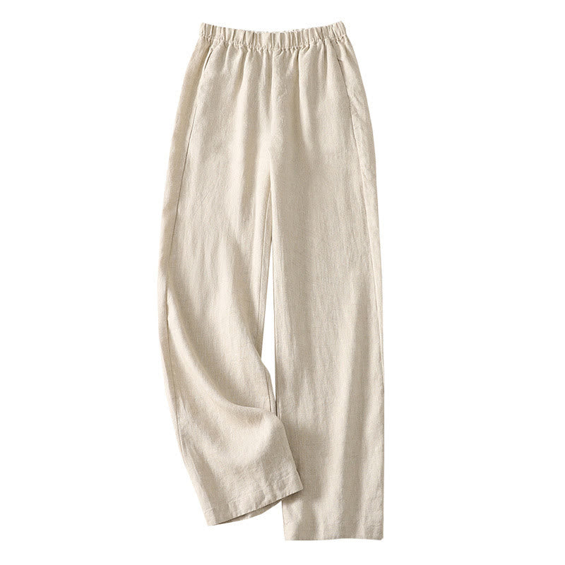 Buddha Stones Daily Plain Simple Design Cotton Linen Women's Pants With Pockets - image 6