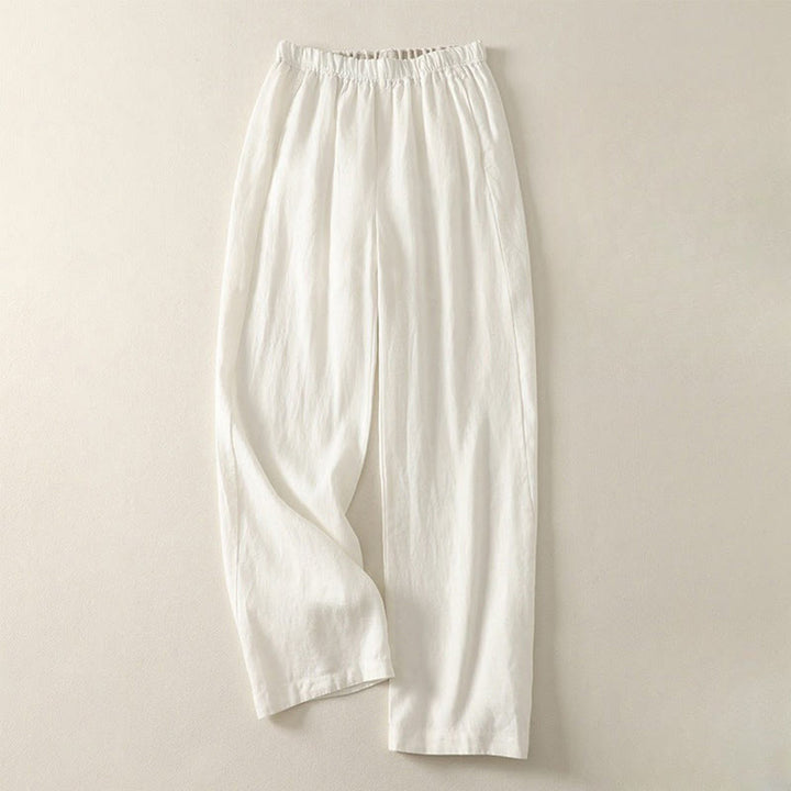 Buddha Stones Daily Plain Simple Design Cotton Linen Women's Pants With Pockets - White - US8-10，UK/AU12-14，EU40-42 (2XL) - image 19