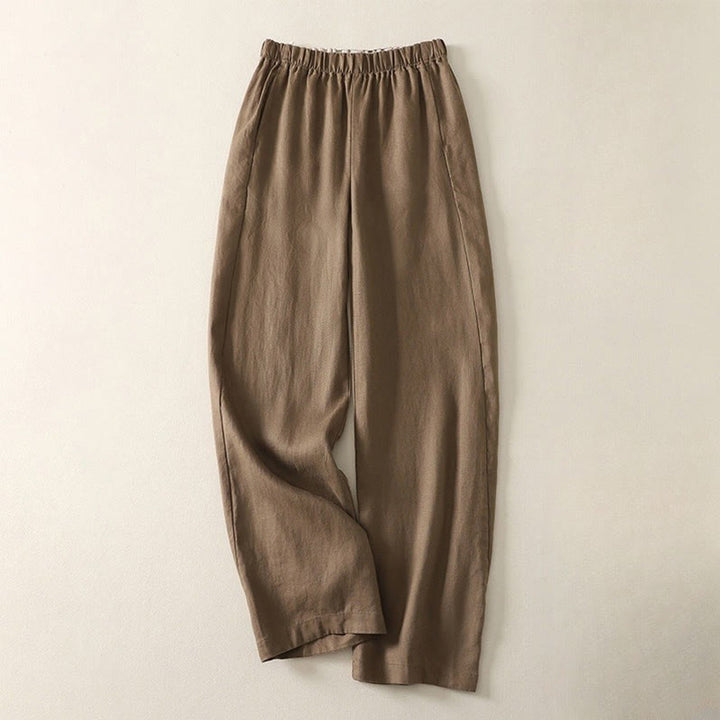 Buddha Stones Daily Plain Simple Design Cotton Linen Women's Pants With Pockets - Peru - US8-10，UK/AU12-14，EU40-42 (2XL) - image 7