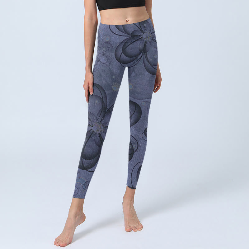 Buddha Stones Abstract Petals Pattern Print Gym Leggings Women's Yoga Pants - image 5