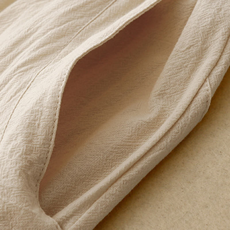 Buddha Stones Daily Plain Elastic Waistband Cotton Linen Women's Pants With Pockets - image 14