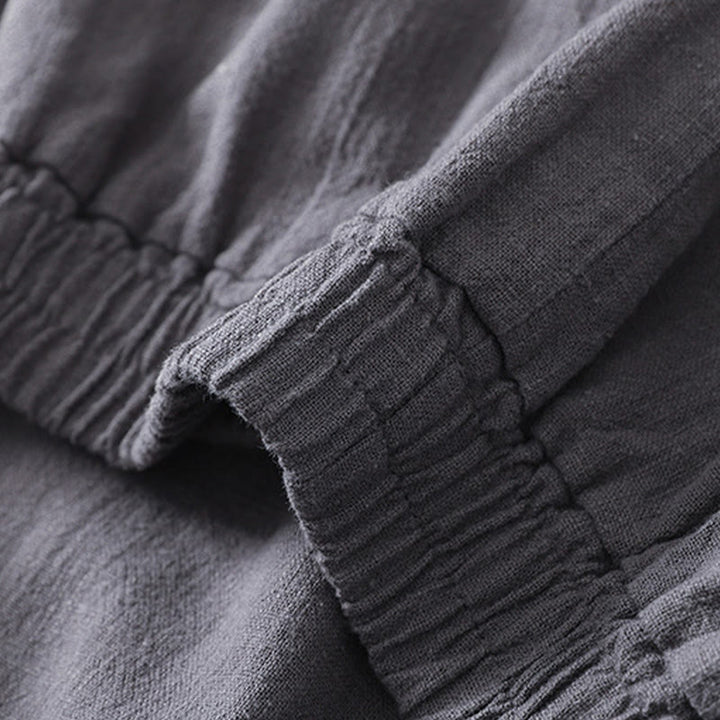 Buddha Stones Commute Solid Color Elastic Waistband Cotton Linen Women's Pants With Pockets - image 8