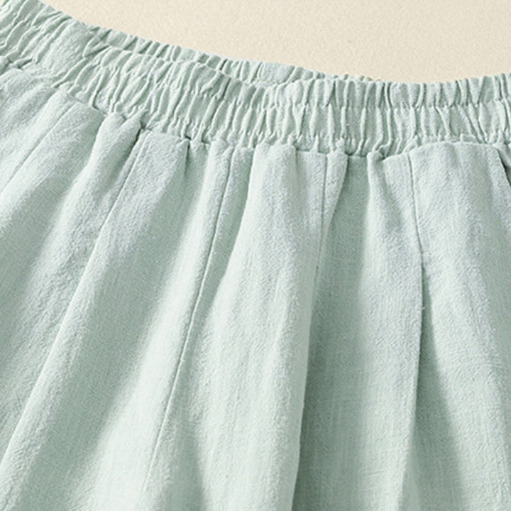 Buddha Stones Commute Solid Color Elastic Waistband Cotton Linen Women's Pants With Pockets - image 15