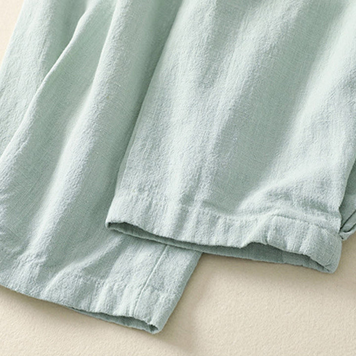 Buddha Stones Commute Solid Color Elastic Waistband Cotton Linen Women's Pants With Pockets - image 18