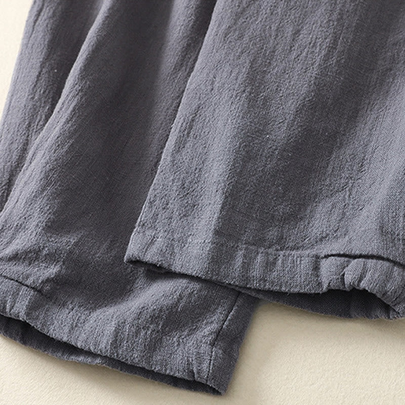 Buddha Stones Commute Solid Color Elastic Waistband Cotton Linen Women's Pants With Pockets - image 9