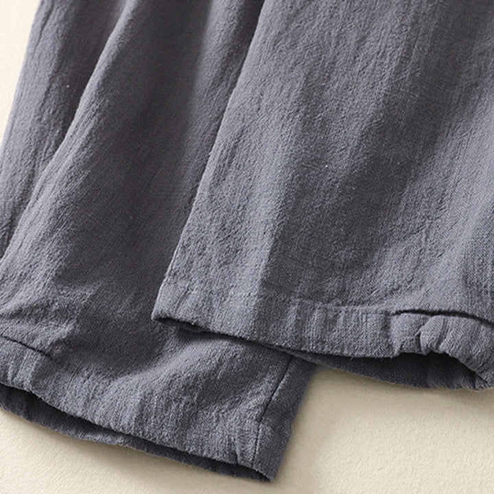 Buddha Stones Commute Solid Color Elastic Waistband Cotton Linen Women's Pants With Pockets - image 9