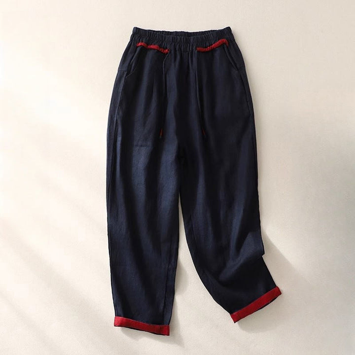 Buddha Stones Versatile Contrasting Color Design Drawstring 7-8 Length Women's Harem Pants With Pockets - MidnightBlue - US14，UK/AU18，EU46 (4XL) - image 23