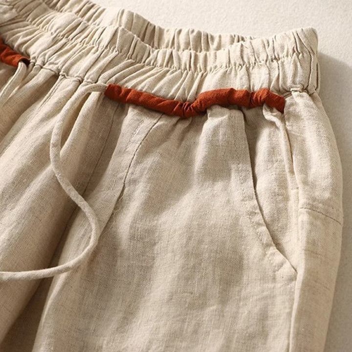 Buddha Stones Versatile Contrasting Color Design Drawstring 7-8 Length Women's Harem Pants With Pockets - image 10
