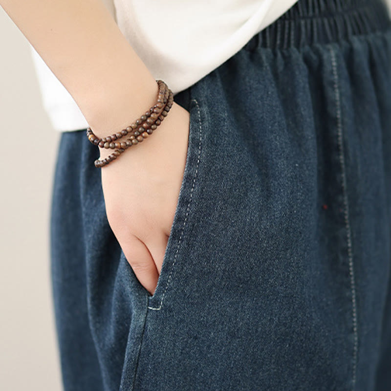 Buddha Stones Spring Vintage Distressed Tassel Design Women's Wide Leg Pants With Pockets - image 6