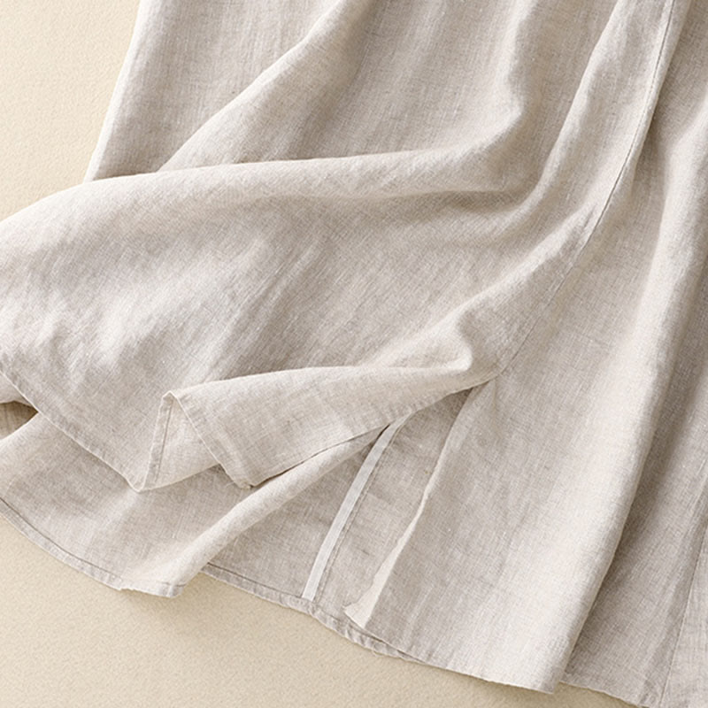 Buddha Stones Vintage Solid Embroidery Drawstring Women's Skirt With Pockets - image 11