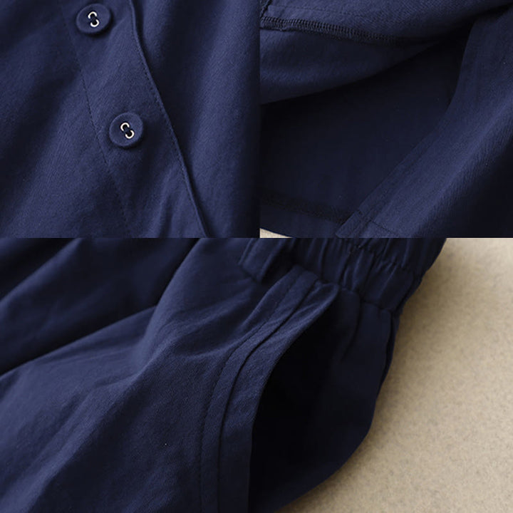 Buddha Stones Casual Plain Asymmetrical Button Design Cotton Women's Skirt With Pockets - image 5