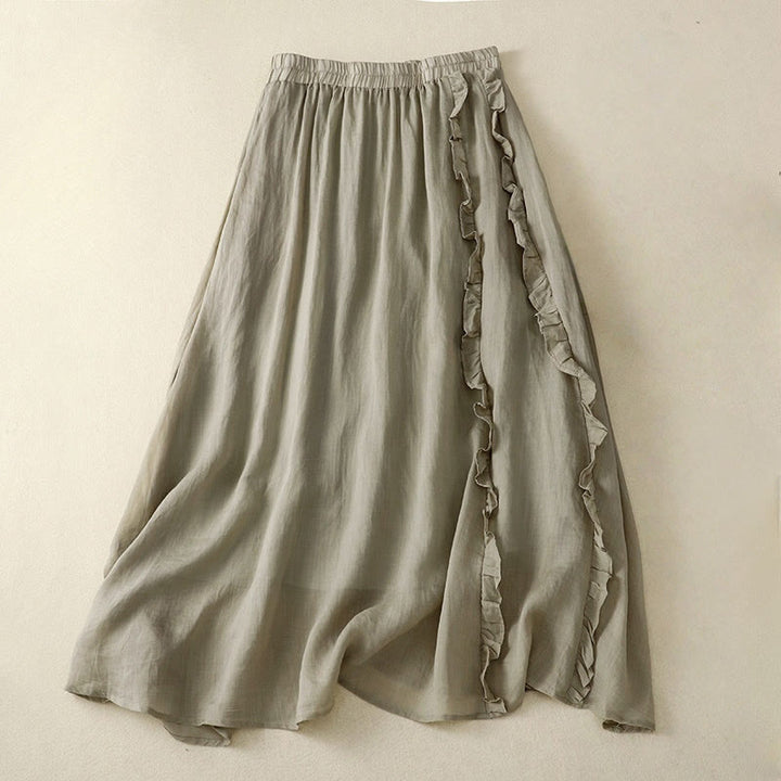 Buddha Stones Summer Plain Ruffle Design Women's Cotton Skirt - DarkSeaGreen - US8-10，UK/AU12-14，EU40-42 (2XL) - image 4