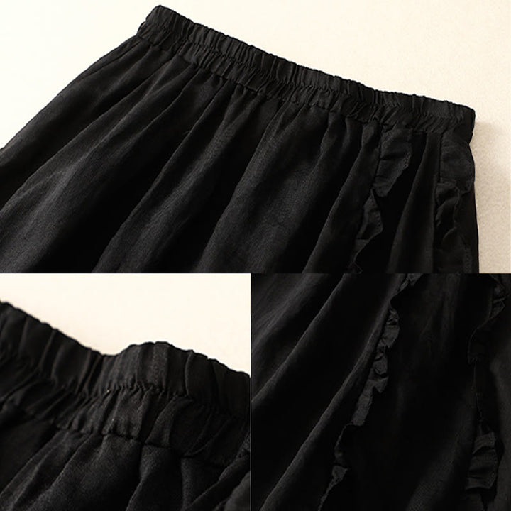 Buddha Stones Summer Plain Ruffle Design Women's Skirt - image 13